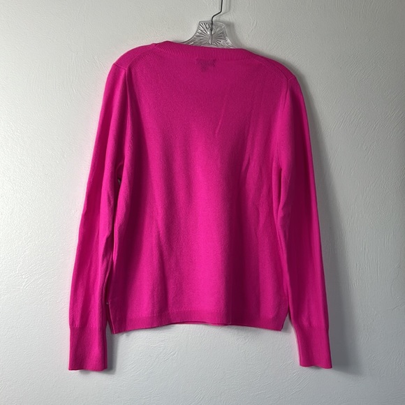 J. Crew 100% Cashmere Sweater Women's Fitted  L Pink Lightweight Knit EUC - Picture 9 of 10